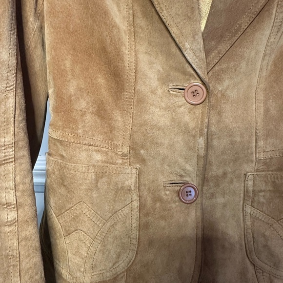 Women's H&M Tan Leather Vintage Blazer - Picture 3 of 3